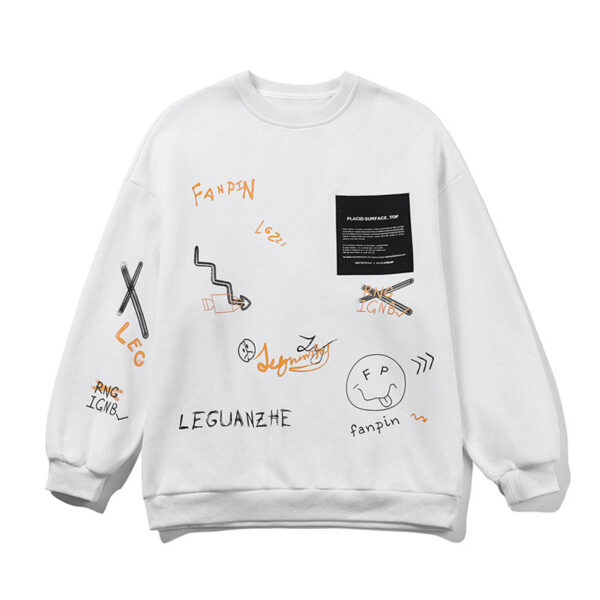 Large Size Loose Print Pullover - Image 7