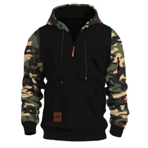 Stitching Hooded Men's Camouflage Zipper Sweater