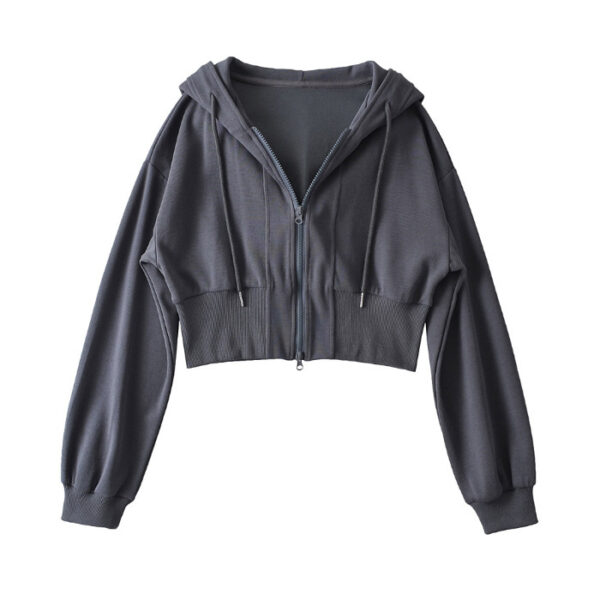 Women's Shoulder Hooded Double Zipper Sweater - Image 3