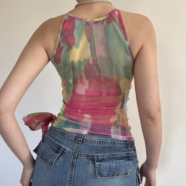 Vacation Style Colourful Abstract Plant Printed Suspenders - Image 3