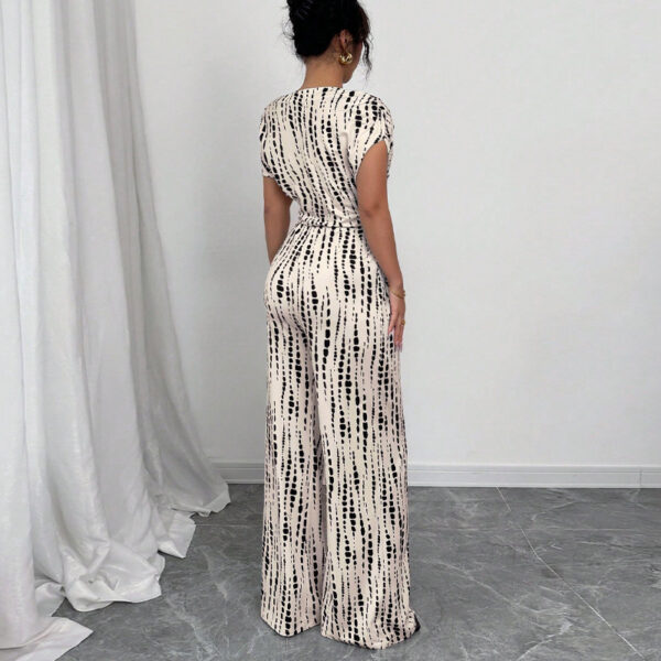Vacation Style Slant Shoulder Strap Wide Leg Jumpsuit - Image 5