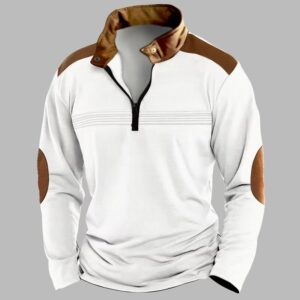 Men's Stitching Polo Shirt Long-sleeve Zipper