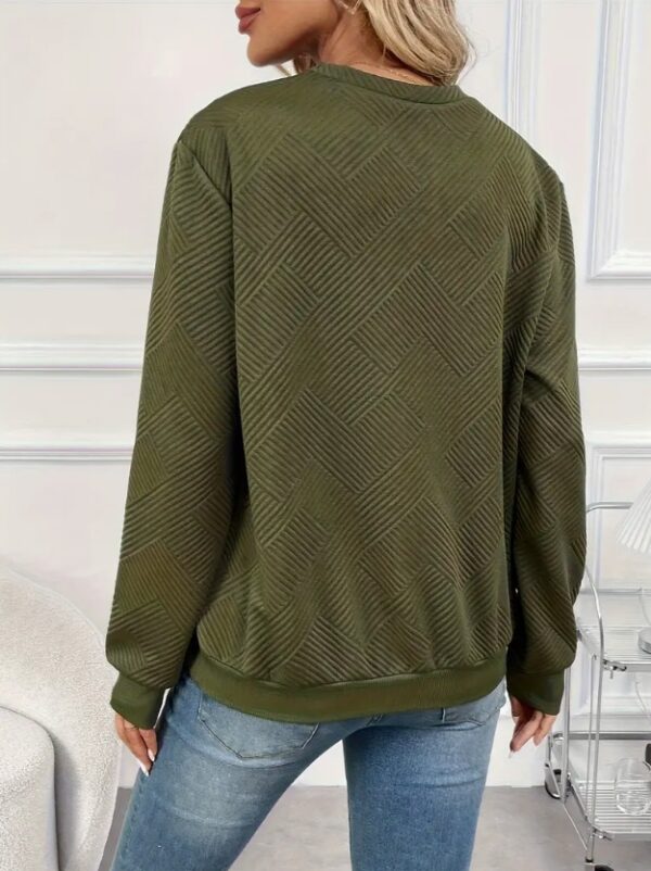 Women's Elegant Asymmetrical Hem Button-Front Long Sleeve Sweatshirt - Image 4