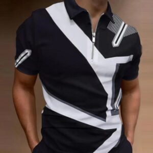 Loose Lapel Casual Print T-Shirt Zipper POLO Shirt