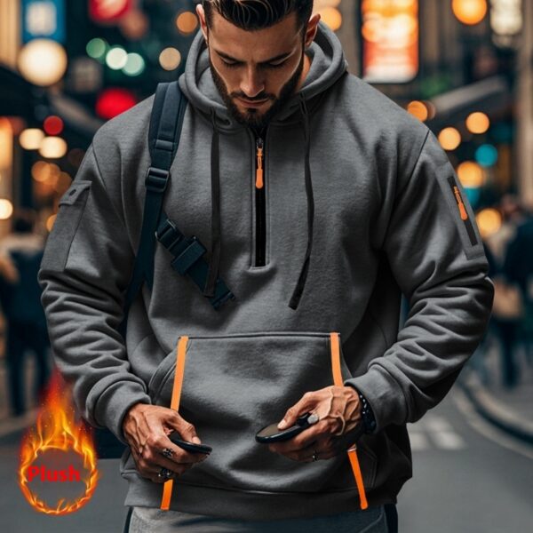 Men's Casual Multi-zipper Arm Pocket Sweatshirt - Image 8