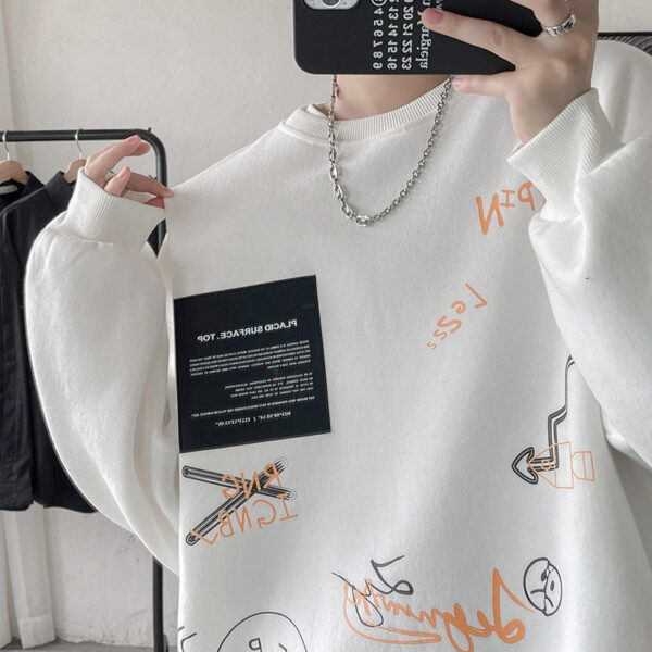 Large Size Loose Print Pullover - Image 4