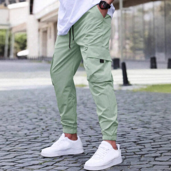 Workwear Casual Pants Drawstring Elastic Waist Track Pants - Image 3