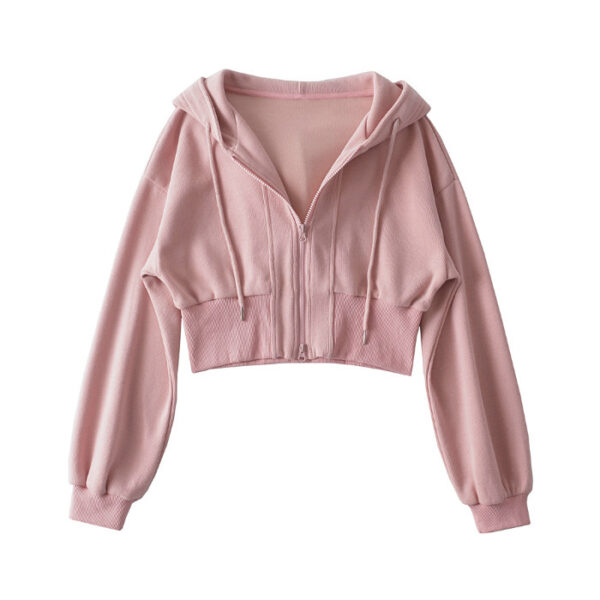 Women's Shoulder Hooded Double Zipper Sweater - Image 6