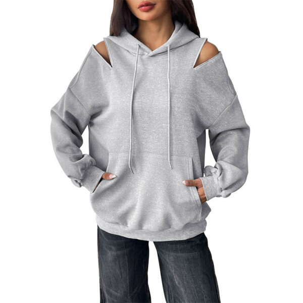 Long Sleeve Drawstring Hooded Pullover Sweater - Image 6