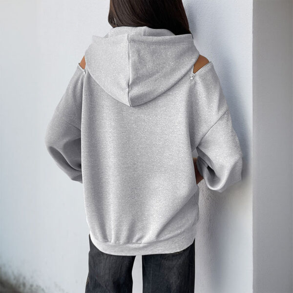Long Sleeve Drawstring Hooded Pullover Sweater - Image 5