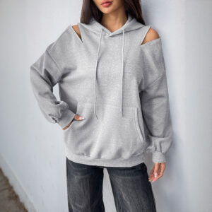 Long Sleeve Drawstring Hooded Pullover Sweater