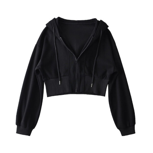 Women's Shoulder Hooded Double Zipper Sweater - Image 4