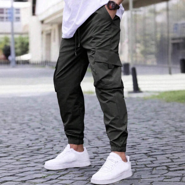 Workwear Casual Pants Drawstring Elastic Waist Track Pants - Image 5